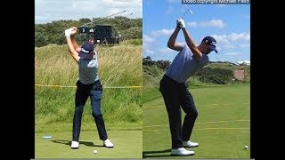 Justin Thomas golf swing  Long Iron faceon amp downtheline July 2017 [upl. by Nagaem]