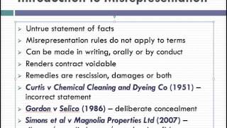 Misrepresentation Lecture 1 of 4 [upl. by Arda]